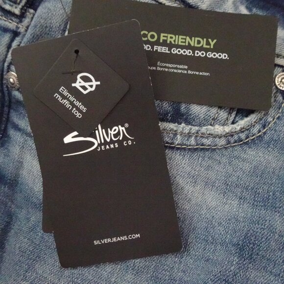 Silver Jeans Co. Denim Shorts Women's Plus Size 18W Blue Stretch Curvy Fit - Picture 7 of 12